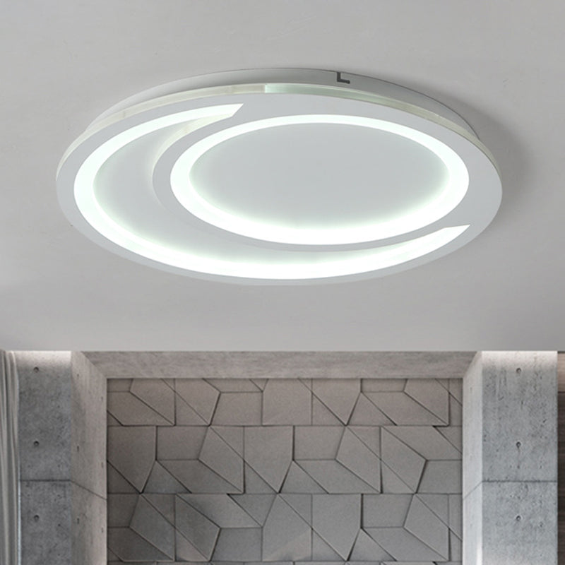 Modern White Ripple Flushmount Led Light Simple Metal Design 16/19.5/23.5 Wide