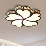 Modern Metal Clover Flush Mount Light With Clear K9 Crystal Led Black/White