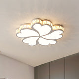 Modern Metal Clover Flush Mount Light With Clear K9 Crystal Led Black/White