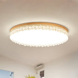 Nordic Ultra Thin Drum Flush Mount Led Light - Wood White Dia 10.5’/15’/19’ Bedroom Lighting