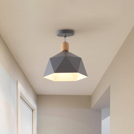 Adjustable Macaron Hexagon Ceiling Mount Light In Gray/White/Green For Corridor