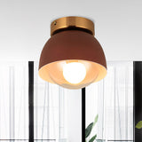 Modern Metal And Glass Flush Mount Ceiling Light - White/Pink/Yellow/Coffee 1 Head Corridor Fixture