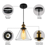 Industrial Cone Pendant Light In Bronze With Grey/Brown/Clear Glass - 1 5.5/7 Wide