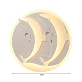 Kids Room Dolphin Led Flush Ceiling Light In White