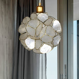 Modern Shell Pendant Light - Globe Suspension White/Beige 1-Light