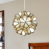 Modern Shell Pendant Light - Globe Suspension White/Beige 1-Light