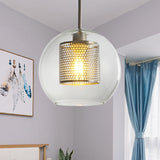 Modern Orb Pendant Light With Mesh Screen - Ideal For Hallways Chrome / 8