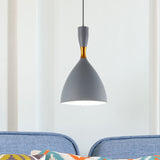 Contemporary 6.5/10 Inch Aluminum Funnel-Shaped Suspension Light For Study Room Or Cafe - Wide