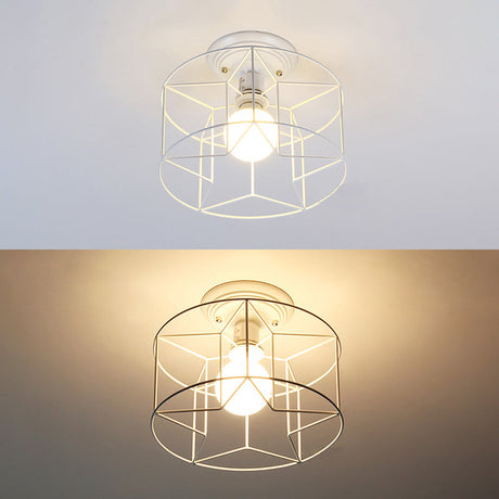 Contemporary White Wire Frame Ceiling Mount Light - Perfect For Living Rooms