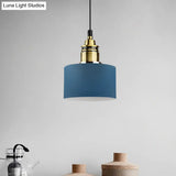 5’/12’ Wide Round Pendant Lamp Macaron Loft Metal Lighting With Brass Socket For Corridor