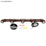 5-Head Steampunk Island Pendant Light With Straight Pipes And Rustic Charm