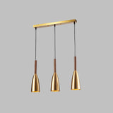 Modern Gold Bullet Cluster Pendant Light With 3-Bulb Metal Ceiling Canopy