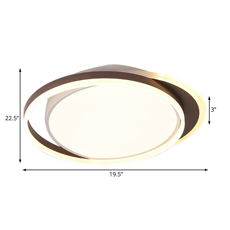 Brown Orbit Led Flush Mount Ceiling Light For Living Room - Simple 16/19.5 Wide Warm/White Acrylic