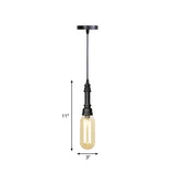 Vintage Bar Led Pendant Lighting: Bulb Lamp With Amber/Clear Glass Shade