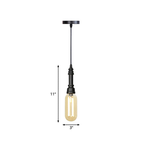 Vintage Bar Led Pendant Lighting: Bulb Lamp With Amber/Clear Glass Shade