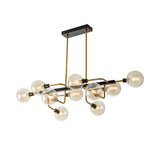 Contemporary Starburst 10-Light Chandelier With Amber/Smoke Gray/Cream Glass