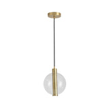 Gold Minimalist Hanging Lamp: 1-Light Bedroom Led Pendant With Clear Glass Ball Shade