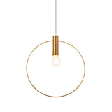 Gold Suspension Lamp With Simple Tube Down Lighting For Bedrooms - 1 Light Metallic Design