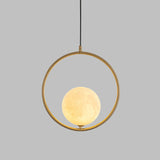 Contemporary Gold Globe Pendant Light With Frosted White Glass And Metal Ring
