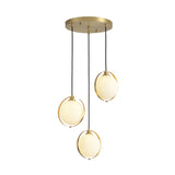 Modern Opal Glass Ball Suspension Pendant Lamp With 3 Heads In Gold