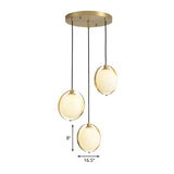 Modern Opal Glass Ball Suspension Pendant Lamp With 3 Heads In Gold