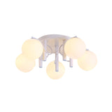 Modern 5 Bulb Cream Glass Flushmount Ceiling Light - White/Black Global Semi Flush