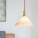 Frosted Glass Nordic Conical Pendant Ceiling Light - White Dining Room Hanging