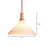 Frosted Glass Nordic Conical Pendant Ceiling Light - White Dining Room Hanging