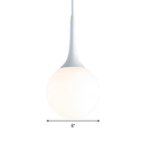 Contemporary Globe White Glass Pendant Light - 1 12’/14’/16’ Wide Hanging Ceiling