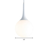 Contemporary Globe Pendant Light - Wide Hanging Ceiling Fixture In White Glass 1 12/14/16 Width