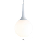 Contemporary Globe Pendant Light - Wide Hanging Ceiling Fixture In White Glass 1 12/14/16 Width