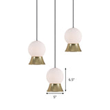 Modern White Glass Globe Pendant Light With Gold/Black Metal Shade