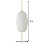 Modern White Glass Oval Pendant Light - 1 Ceiling Fixture For Dining Room 6/8/8.5 Wide
