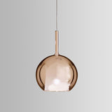 Contemporary Cognac Glass Globe Pendant Light Fixture – Dining Room Hanging Kit 6’/8’/10’ Wide