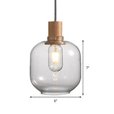 Nordic Jar Hanging Light Fixture - Bedroom Kit 1-Light Clear Glass 5/6 Wide
