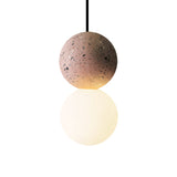 Modern Glass & Terrazzo Double Ball Pendant Light - Pink/Grey