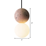 Modern Glass & Terrazzo Double Ball Pendant Light - Pink/Grey