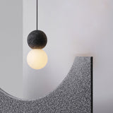 Modern Glass & Terrazzo Double Ball Pendant Light - Pink/Grey