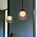 Modern Smoke Gray/Clear Glass Bell Pendant Light - 1-Light Dining Room Hanging Lamp Kit Clear