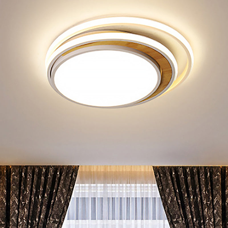 Modern Led Metal Flush Ceiling Light In Black/White 16.5/20.5 Wide White/Warm