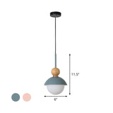 Sunny Doll Shape Hanging Light: Macaron Metallic Suspension Lamp (1 Bulb) In Pink/Light Blue For