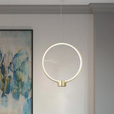 Minimalist Led Gold Hanging Pendant Light - Ring Metal Ceiling Lamp Fixture In White/Warm / Warm