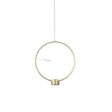 Minimalist Led Gold Hanging Pendant Light - Ring Metal Ceiling Lamp Fixture In White/Warm