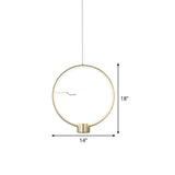 Minimalist Gold Led Ceiling Pendant Light With White/Warm Lighting - Ring Metal Fixture