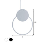 Modern Round Acrylic White/Black Led Hanging Bedside Light Fixture White/Warm