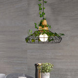 Black Vintage Style Hanging Pendant Barn Led Lamp With Plant For Restaurants