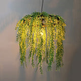 Vintage Metal Plant Restaurant Pendant Lamp - Black Led Down Lighting 1 Head 13/19/23 Width