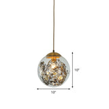 Modern Clear Glass Yellow Ball Pendant Lamp With Shattered Leaves Decoration - 1-Head Ceiling Light