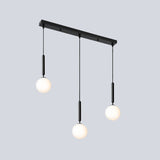 Modern Black Orb Pendant Light With Cream Glass Shades - 3 Bulbs