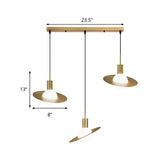 Modernist 3-Head Brass Pendant Light With Panel Ring Detail - Global Milky Glass Cluster Lamp